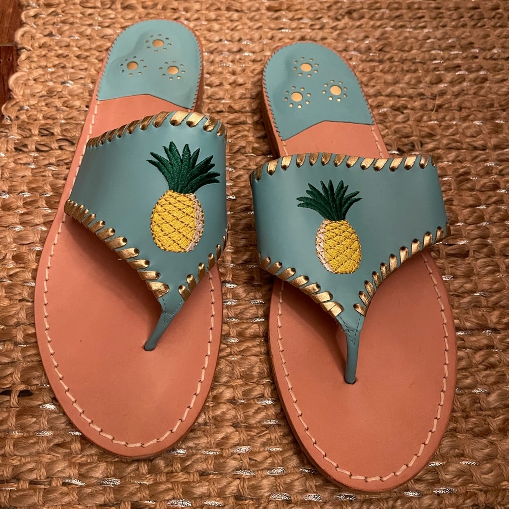 Jack Rogers Pineapple Embroidered Sandals